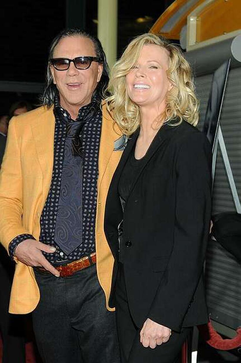 Mickey Rourke and Kim Basinger at the California premiere of "The Informers."