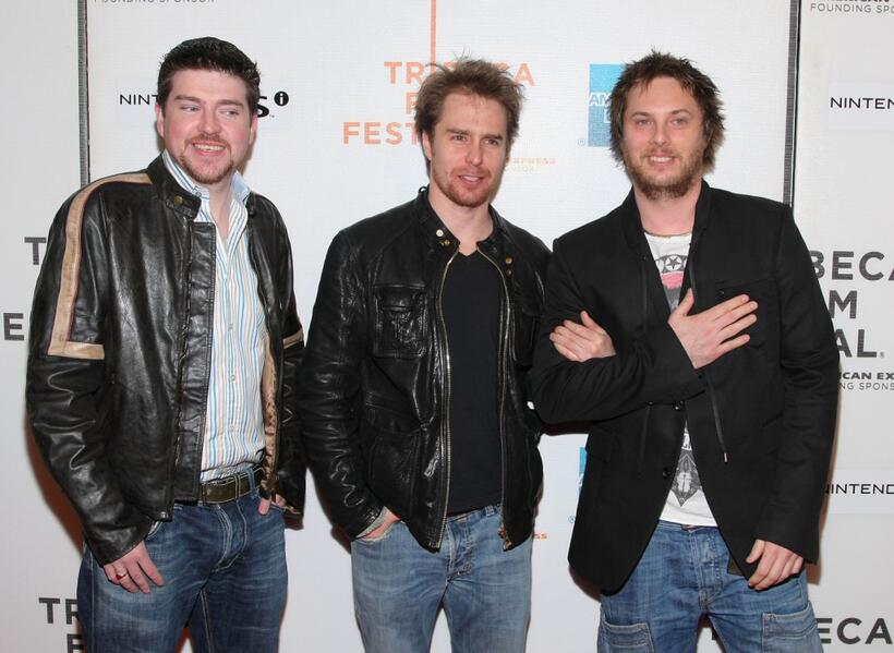 Producer Stuart Fenegan, Sam Rockwell and director Ducan Jones at the New York premiere of "Moon."