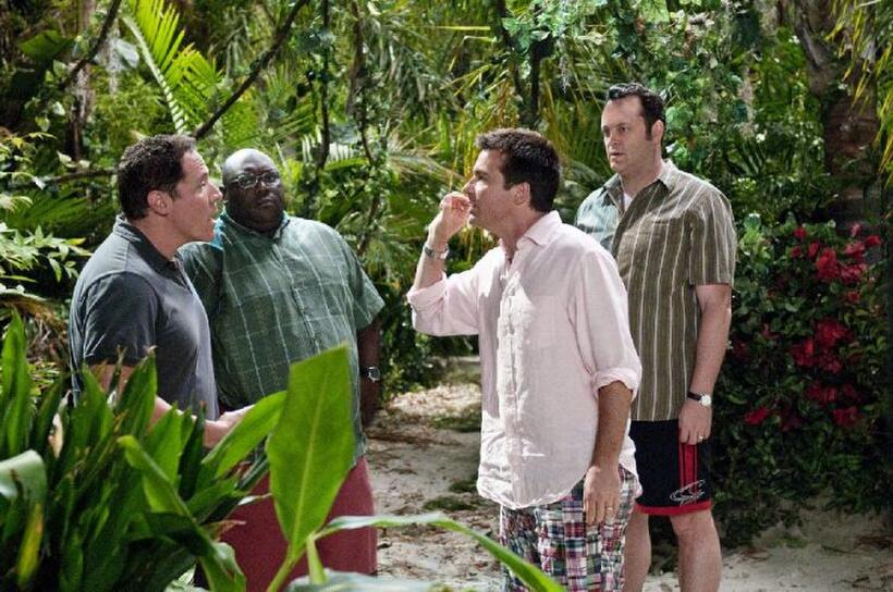 Jon Favreau as Joey, Faizon Love as Shane, Jason Bateman as Jason and Vince Vaughn as Dave in "Couples Retreat."