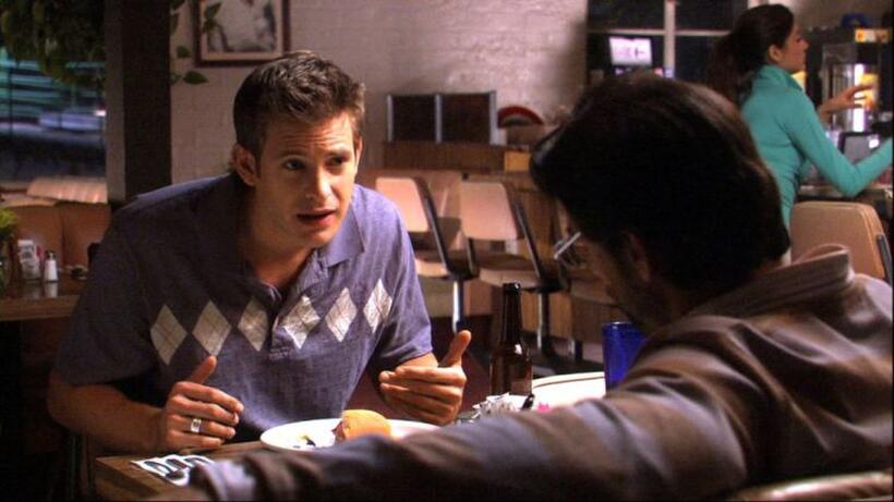 Bryce Johnson as David and Austin James Peck as Sam in "The Blue Tooth Virgin."