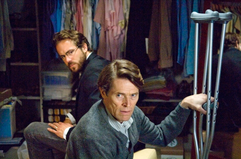 Ryan Reynolds and Willem Dafoe in "Fireflies in the Garden."
