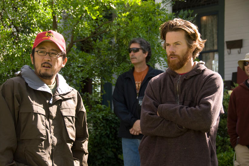 Director/screenwriter Dennis Lee and Cinematographer Daniel Moder on the set of "Fireflies in the Garden."