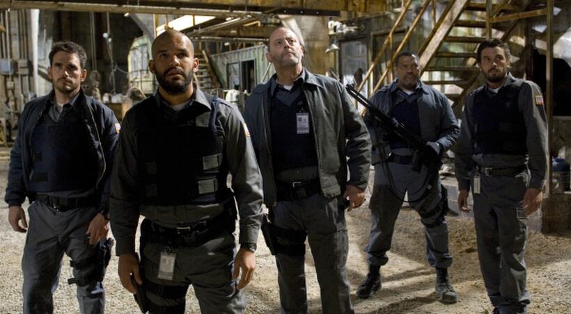 Matt Dillon, Amaury Nolasco, Jean Reno, Laurence Fishburne and Skeet Ulrich in "Armored."