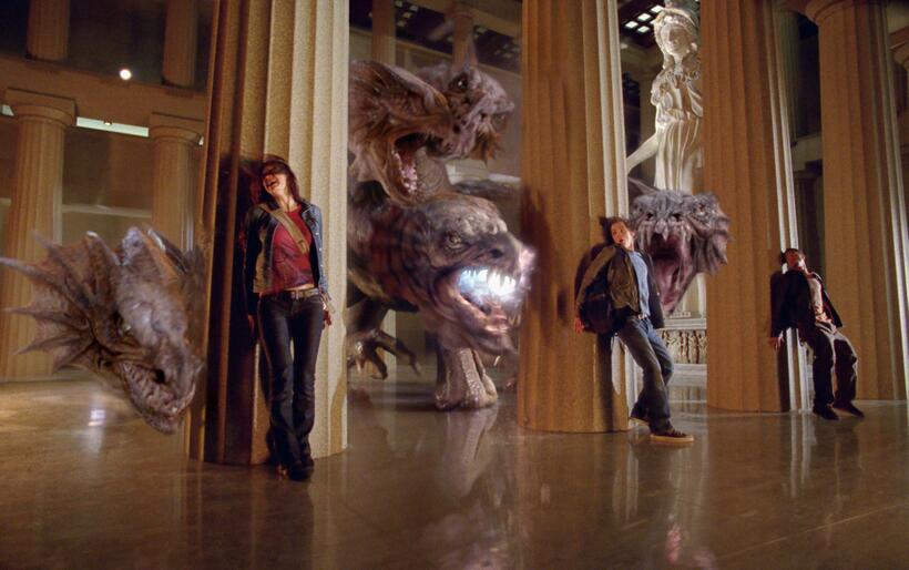 Alexandra Daddario as Annabeth, Logan Lerman as Percy Jackson and Brandon T. Jackson as Grover in "Percy Jackson & the Olympians: The Lightning Thief." 