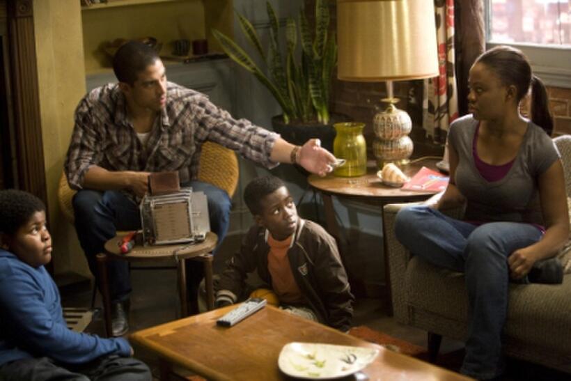 Frederick Siglar as Byron, Adam Rodriguez as Sandino, Kwesi Boakye as Manny and Hope Olaide Wilson as Jennifer in "Tyler Perry's I Can Do Bad All By Myself."
