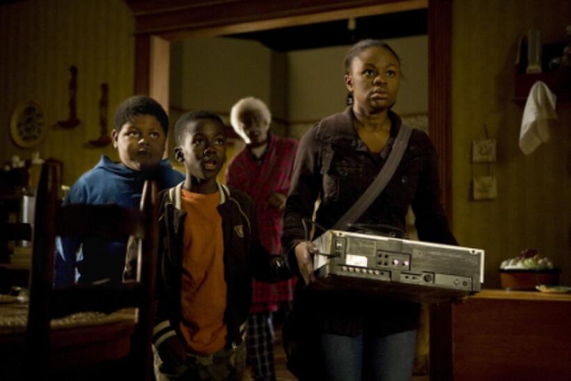 Frederick Siglar as Byron, Kwesi Boakye as Manny, Tyler Perry as Joe and Hope Olaide Wilson as Jennifer in "Tyler Perry's I Can Do Bad All By Myself."