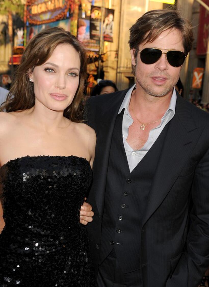 Angelina Jolie and Brad Pitt at the California premiere of "Salt."