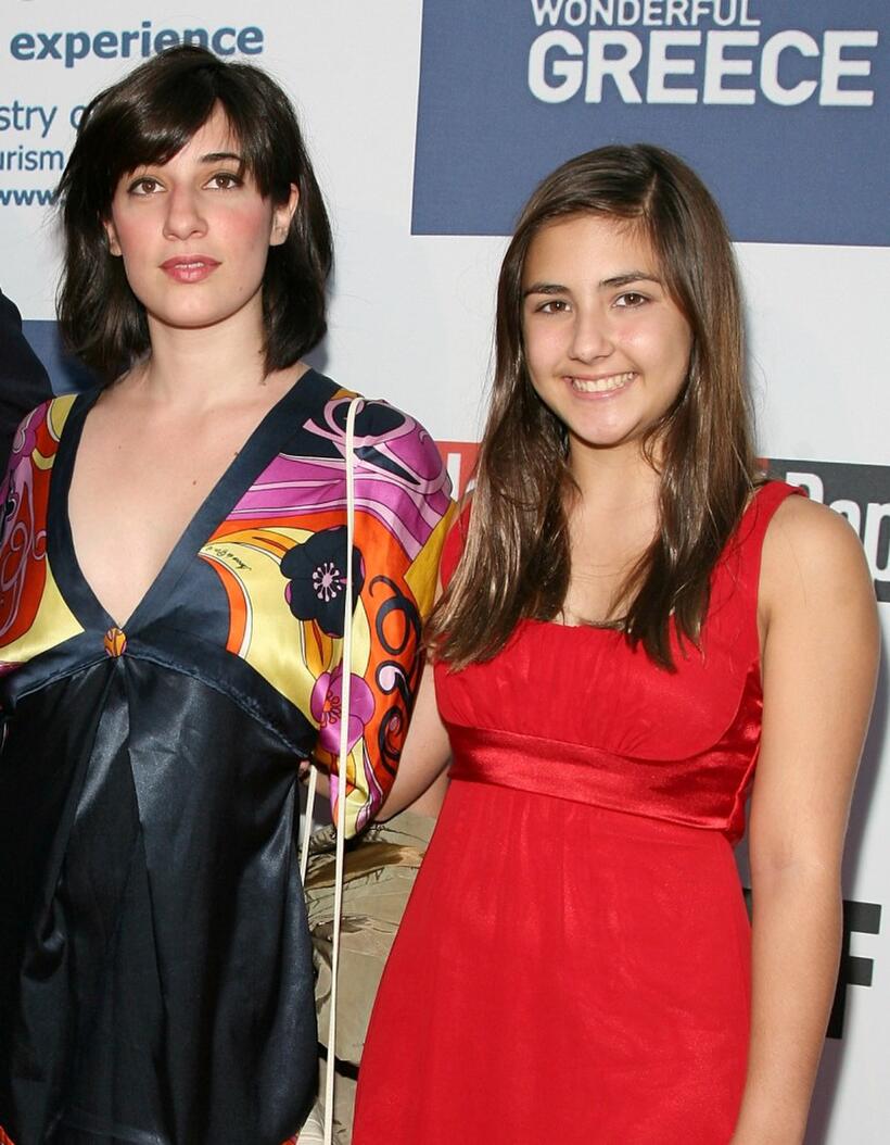 Rafika Chawishe and Magda Andrianos at the California premiere of "I hate Valentine's Day."