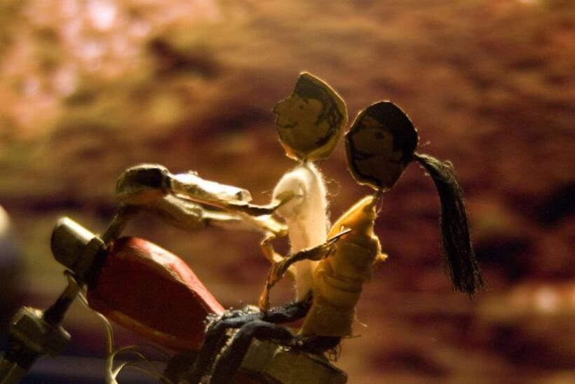 Puppets made by Charlyne Yi and Luciano Yi for scene reenactments used on the set of "Paper Heart."