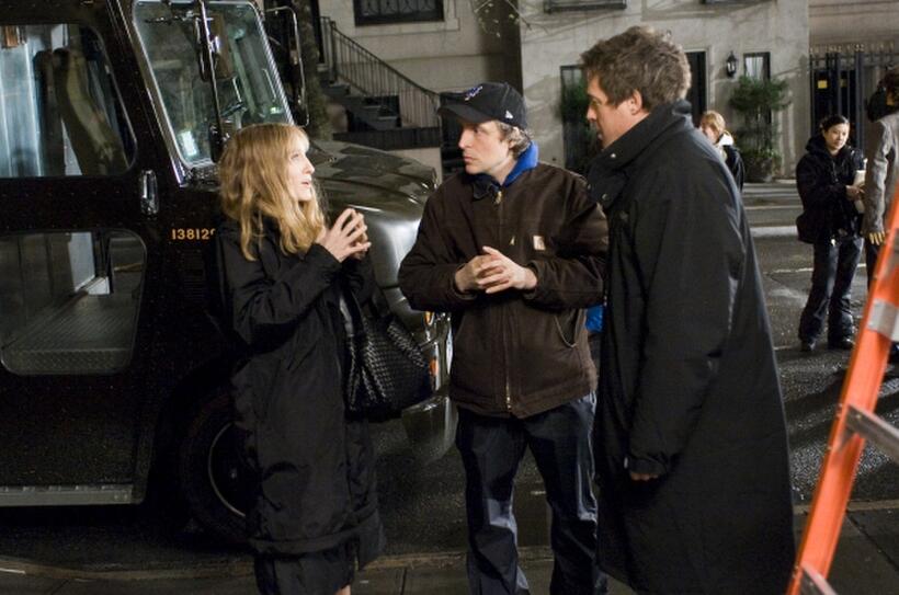 Sarah Jessica Parker, Director Marc Lawrence and Hugh Grant on the set of "Did You Hear About The Morgans?"