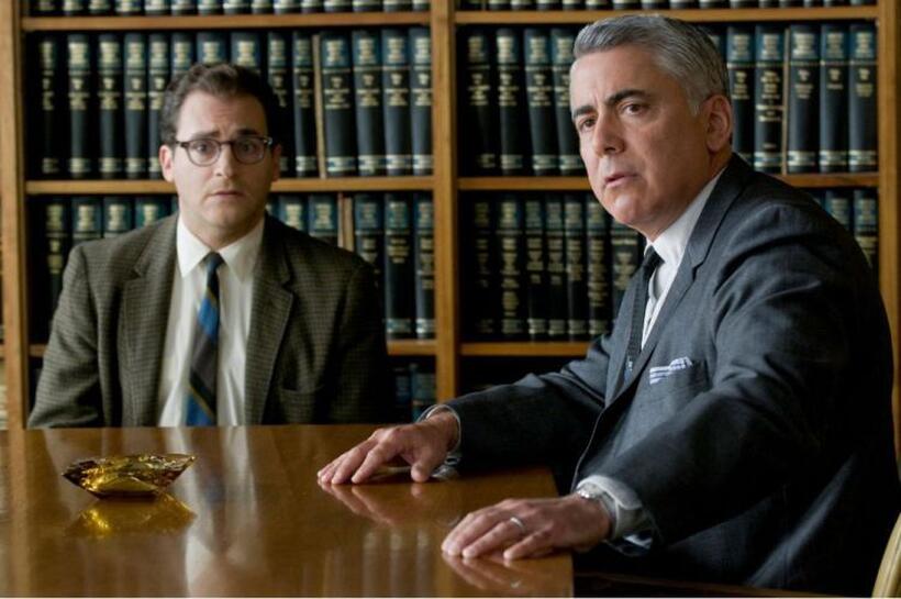 Michael Stuhlbarg as Larry Gopnik and Adam Arkin as Larry's divorce lawyer Don in "A Serious Man."