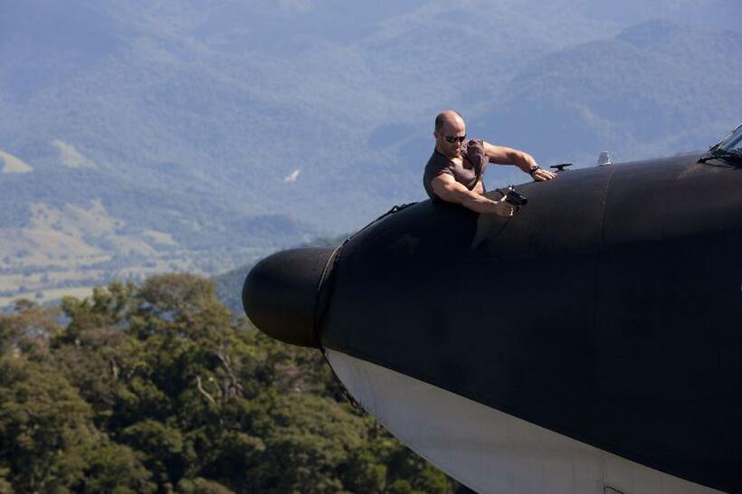 Jason Statham as Lee Christmas in "The Expendables."