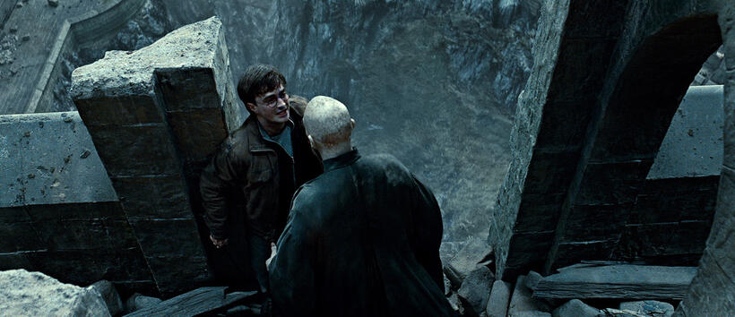 Daniel Radcliffe as Harry Potter and Ralph Fiennes as Lord Voldemort in "Harry Potter and the Deathly Hallows: Part 2."