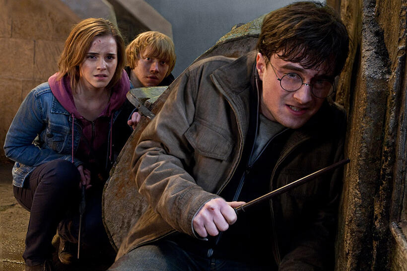 Emma Watson as Hermione Granger, Rupert Grint as Ron Weasley and Daniel Radcliffe as Harry Potter in "Harry Potter and The Deathly Hallows: Part 2."