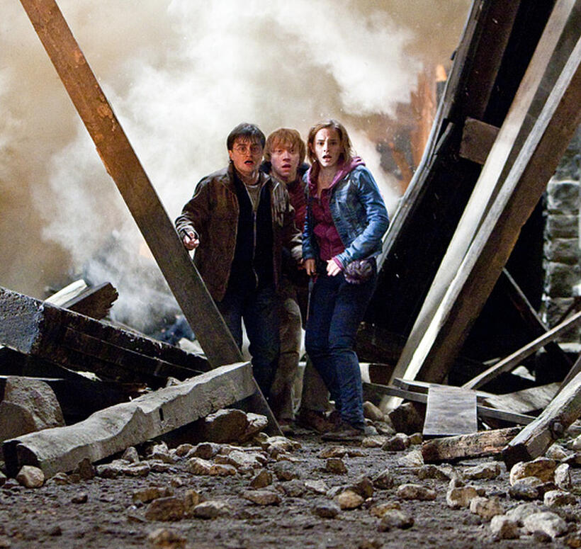 Daniel Radcliffe as Harry Potter, Rupert Grint as Ron Weasley and Emma Watson as Hermione Granger in "Harry Potter and The Deathly Hallows: Part 2."