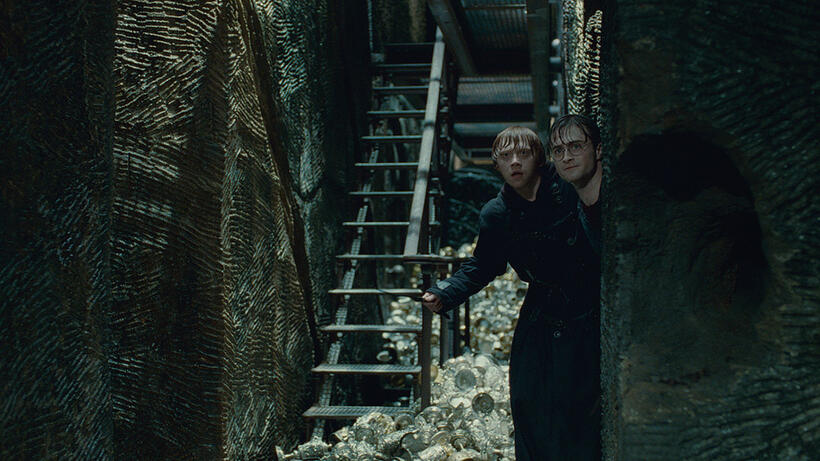 Rupert Grint as Ron Weasley and Daniel Radcliffe as Harry Potter in "Harry Potter and The Deathly Hallows: Part 2."