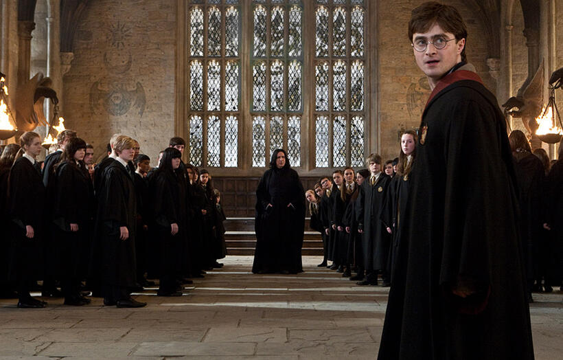 Alan Rickman as Professor Severus Snape and Daniel Radcliffe as Harry Potter in "Harry Potter and The Deathly Hallows: Part 2."