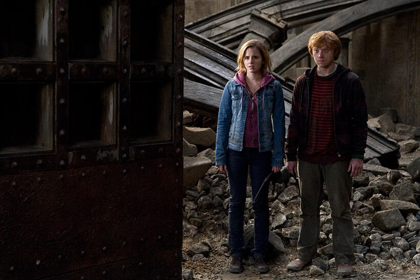 Emma Watson as Hermione Granger and Rupert Grint as Ron Weasley in "Harry Potter and The Deathly Hallows: Part 2."