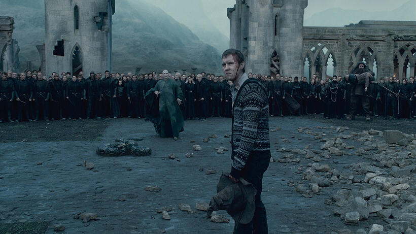 Ralph Fiennes as Lord Voldemort and Matthew Lewis as Neville Longbottom in "Harry Potter and The Deathly Hallows: Part 2."