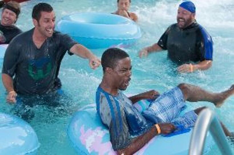 Adam Sandler as Lenny Feder, Chris Rock as Kurt McKenzie and Kevin James as Eric Lamonsoff in "Grown Ups."