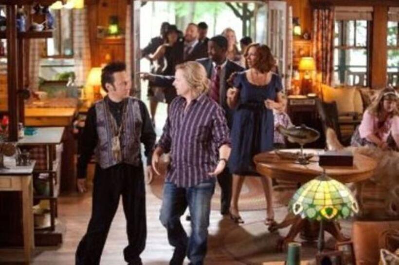 Rob Schneider as Rob Hilliard and David Spade as Marcus Higgins in "Grown Ups."
