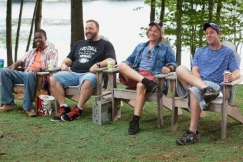 Chris Rock as Kurt McKenzie, Kevin James as Eric Lamonsoff, David Spade as Marcus Higgins and Adam Sandler as Lenny Feder in "Grown Ups."