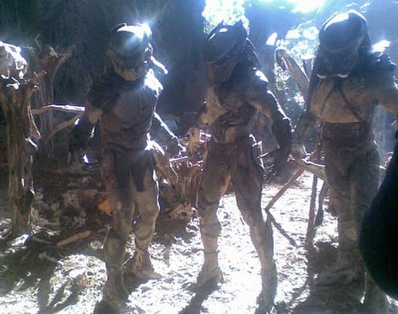 On the set of "Predators."