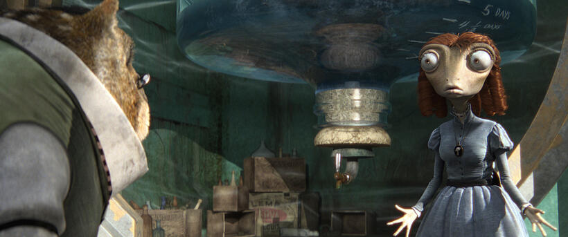 Merrimack voiced by Stephen Root and Beans voiced by Isla Fisher in "Rango."