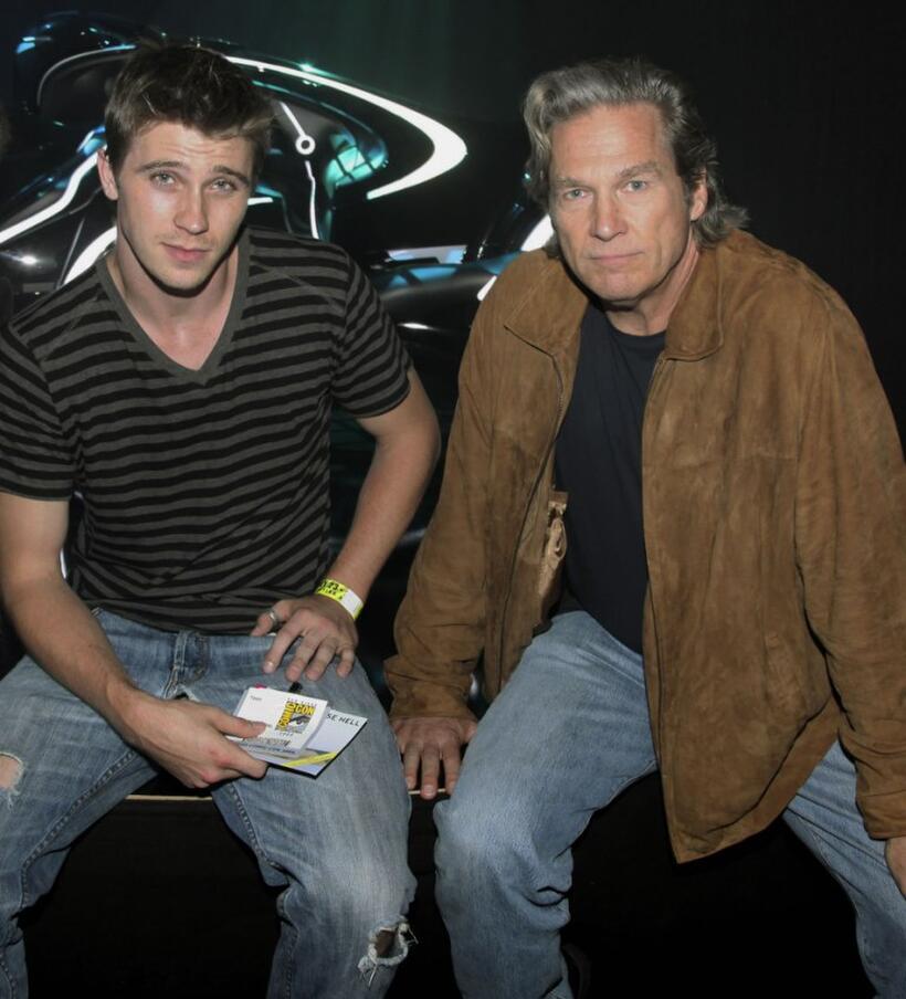 Garrett Hedlund and Jeff Bridges at the Tron Legacy Flynn's Arcade.