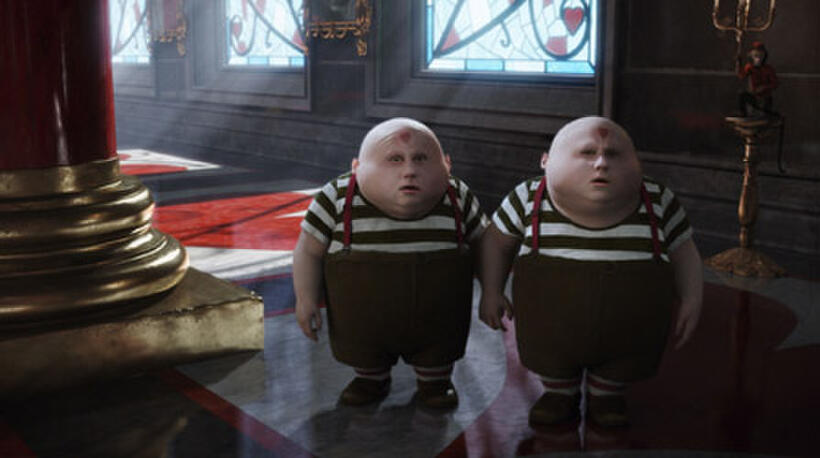 Tweedles Progression 6 of 6: The final composite shows Lucas' color-corrected facial performances perfectly aligned with the computer-generated head.
