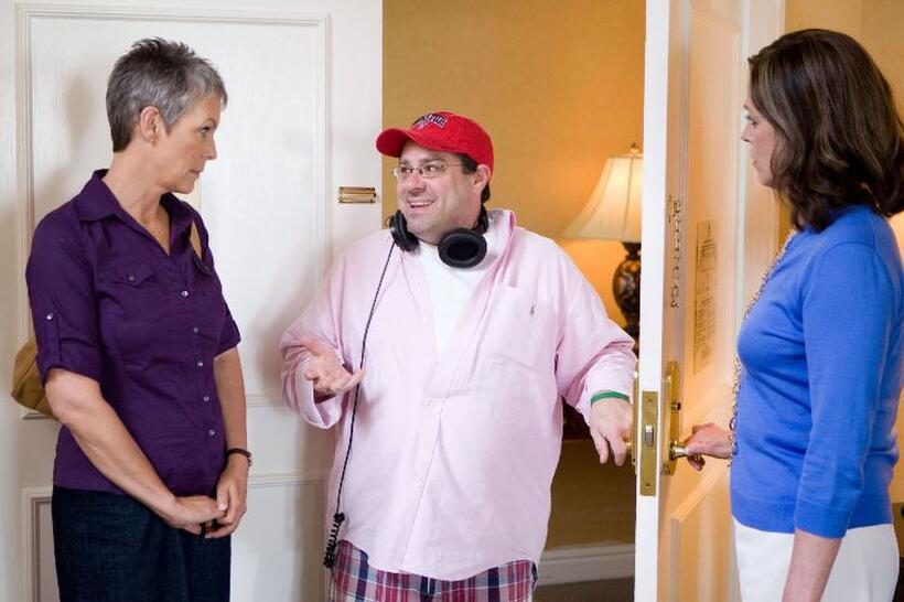 Jamie Lee Curtis, director Andy Fickman and Sigourney Weaver on the set of "You Again."