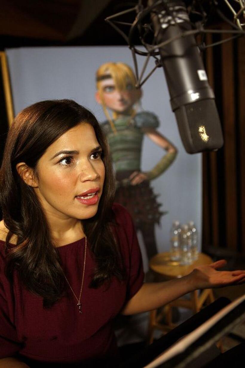 America Ferrera on the set of "How to Train Your Dragon: An IMAX 3D Experience."