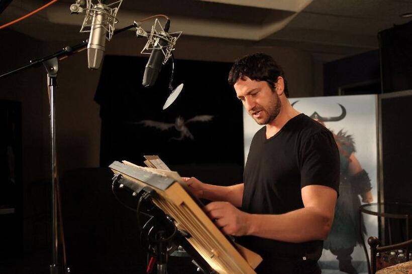 Gerard Butler on the set of "How to Train Your Dragon: An IMAX 3D Experience."