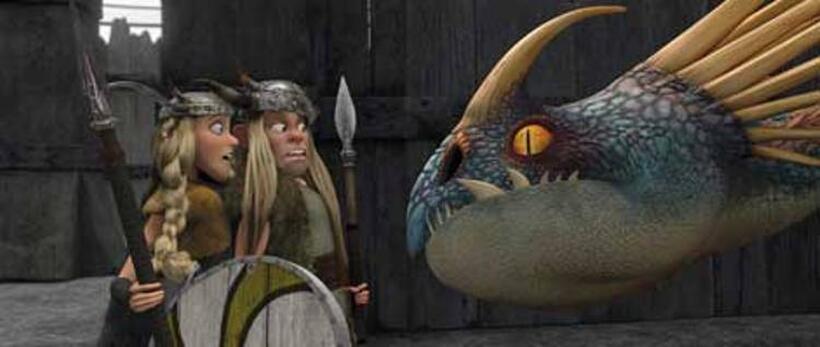 Kristen Wiig voices Ruffnut and T.J. Miller voices Tuffnut in "How to Train Your Dragon."