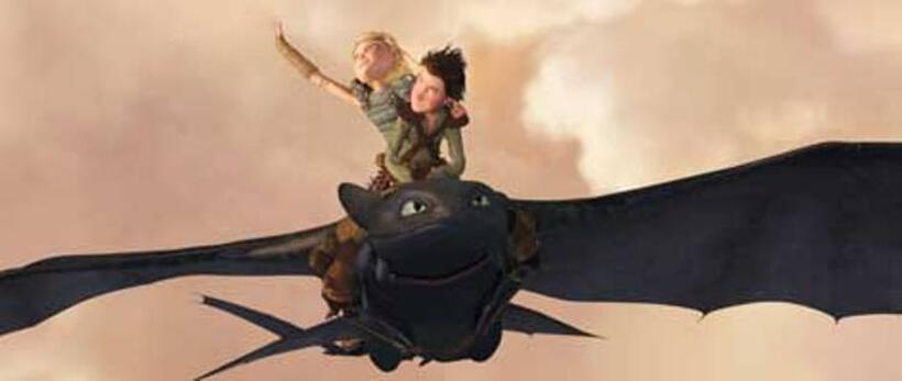 America Ferrera voices Astrid and Jay Baruchel voices Hiccup in "How to Train Your Dragon."