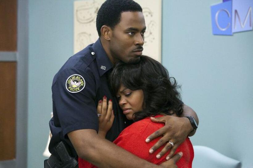 Lamman Rucker as Troy and Jill Scott as Sheila in "Tyler Perry's Why Did I Get Married Too?"