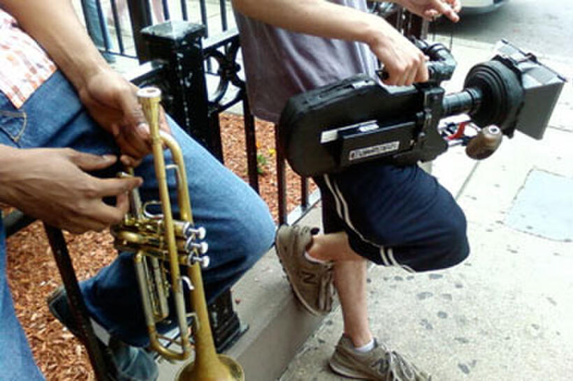 A scene from the film "Guy and Madeline on a Park Bench."