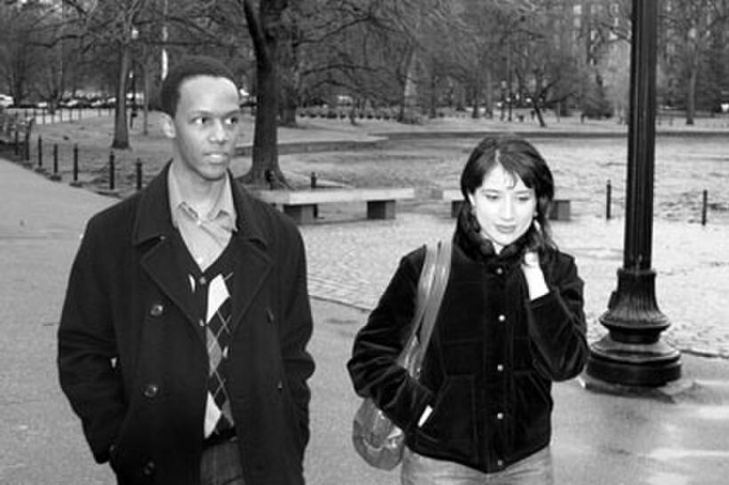 A scene from the film "Guy and Madeline on a Park Bench."