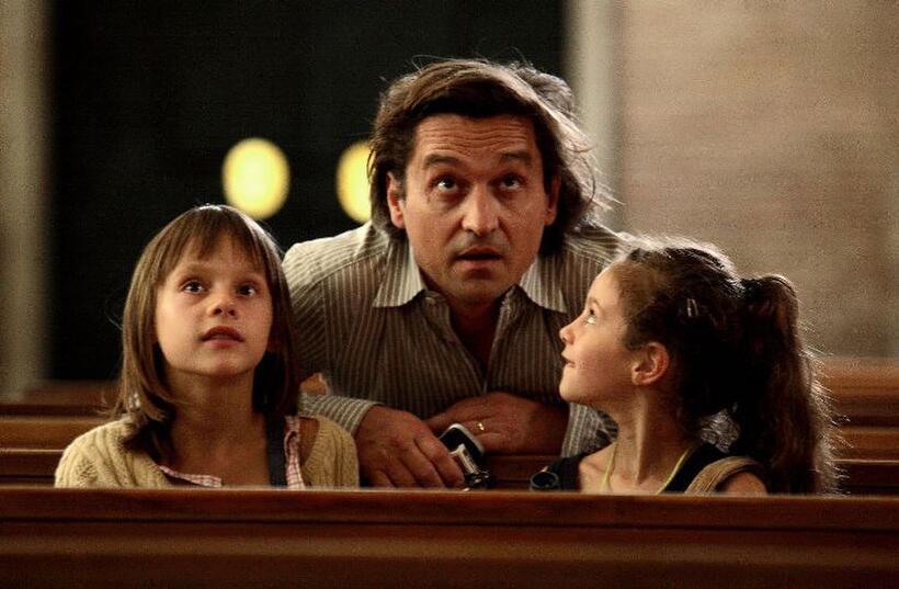 Alice Gautier as Valentine Canvel, Louis-Do de Lencquesaing as Gregoire Canvel and Manelle Driss as Billie Canvel in "The Father of My Children."