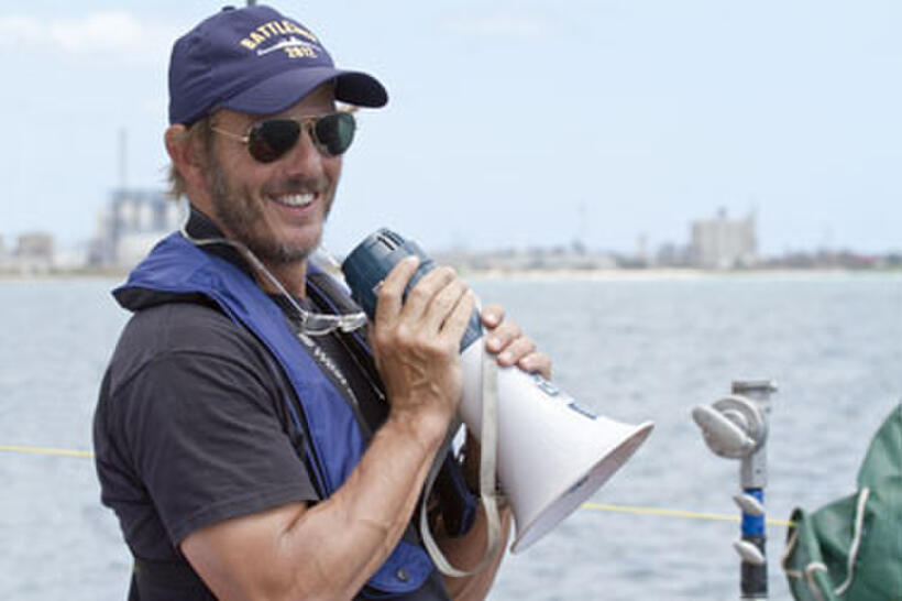 Director Peter Berg on the set of "Battleship."