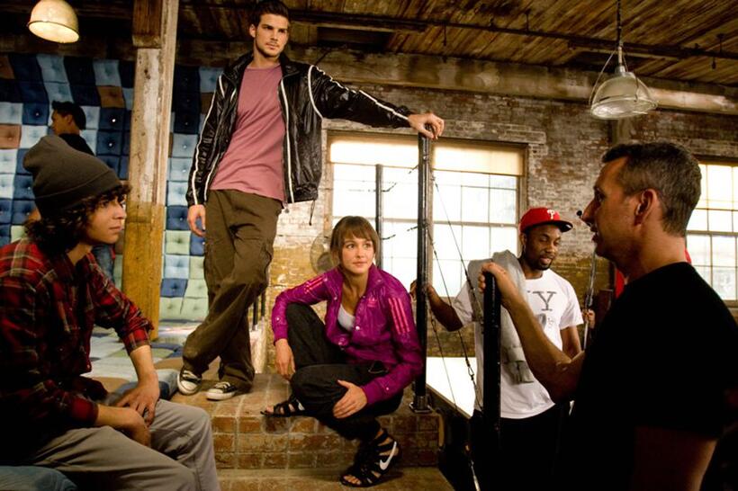 Director Jon M. Chu, Adam Sevani, Rick Malambri, Sharni Vinson, Dondraico Johnson and Adam Shankman on the set of "Step Up 3D."