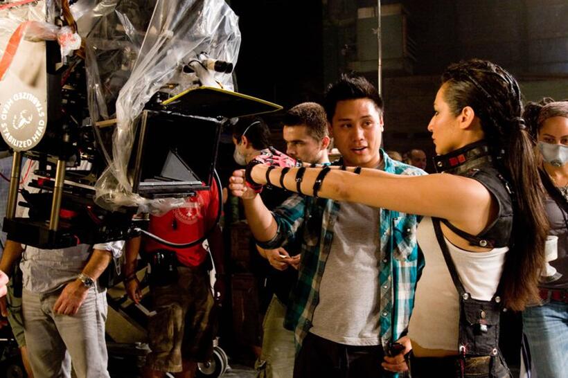 Director Jon M. Chu and Marie "Pandora" Medina on the set of "Step Up 3D."