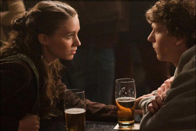 Rooney Mara as Erica and Jesse Eisenberg as Mark Zuckerberg in "The Social Network"