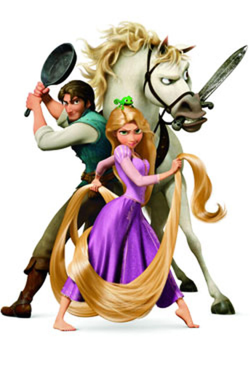 Flynn Rider, Rapunzel and Maximus in "Tangled"