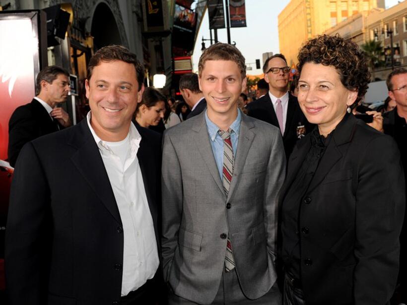 Adam Fogelson, Michael Cera and Donna Langley at the California premiere of "Scott Pilgrim Vs. The World."