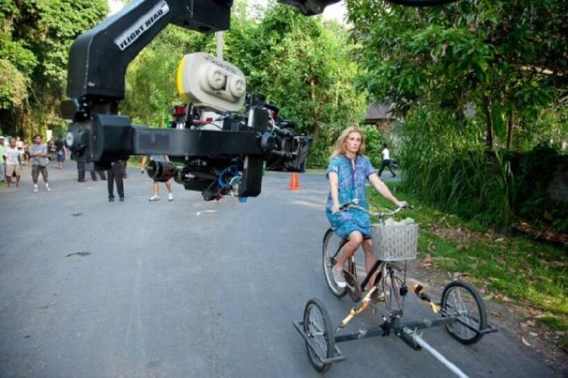 Julia Roberts on the set of "Eat, Pray, Love."
