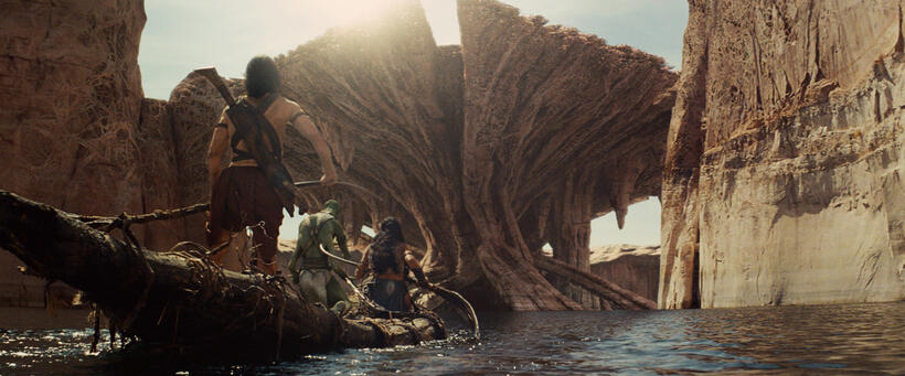 Taylor Kitsch as John Carter, Samantha Morton as Sola and Lynn Collins as Dejah Thoris in "John Carter."