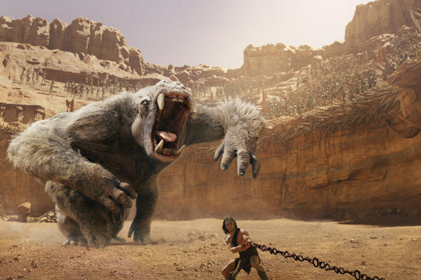 White Ape and Taylor Kitsch as John Carter in "John Carter."
