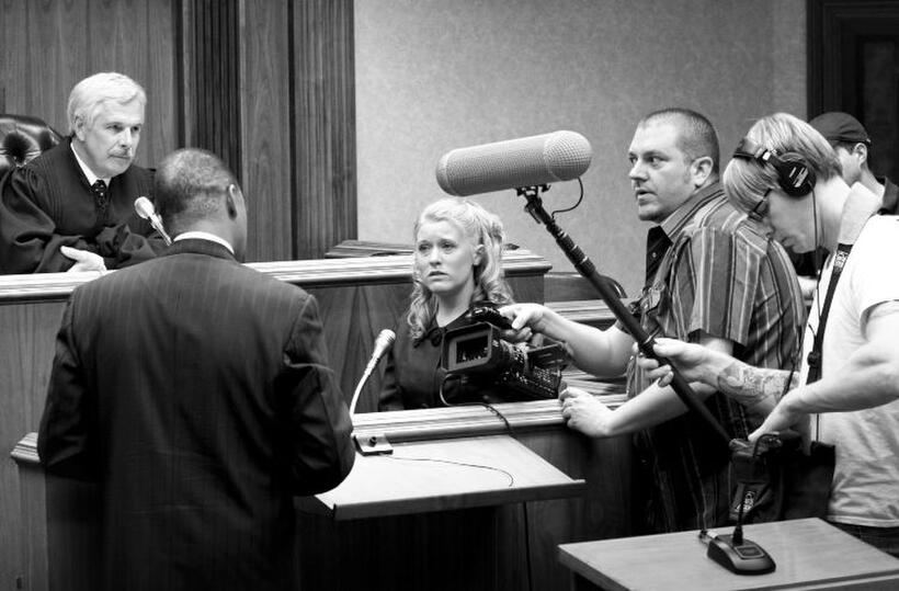 Virgil Adams, Judge Self and Starina Johnson on the set of "Stuck!"