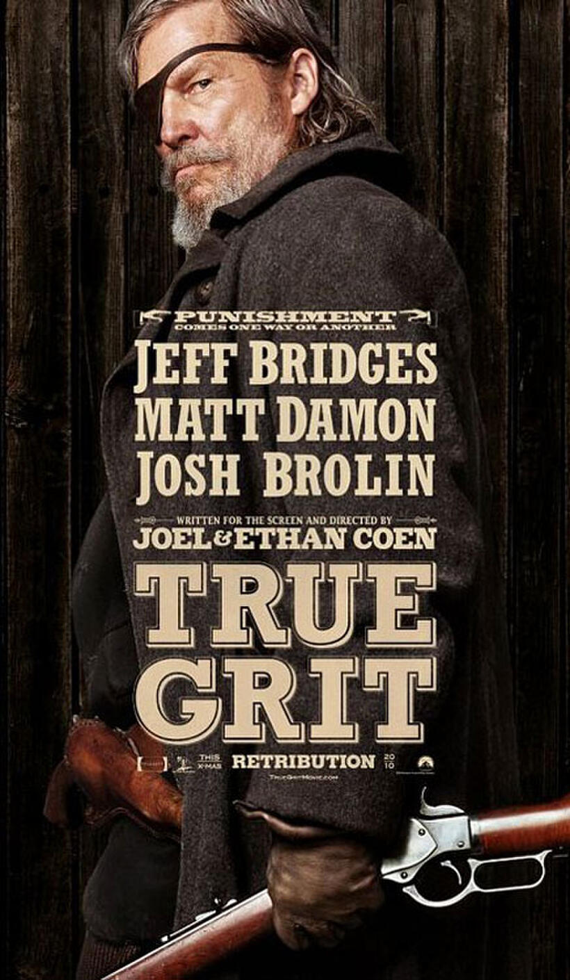 Poster art of Jeff Bridges as Marshal Reuben J. Cogburn  in "True Grit"